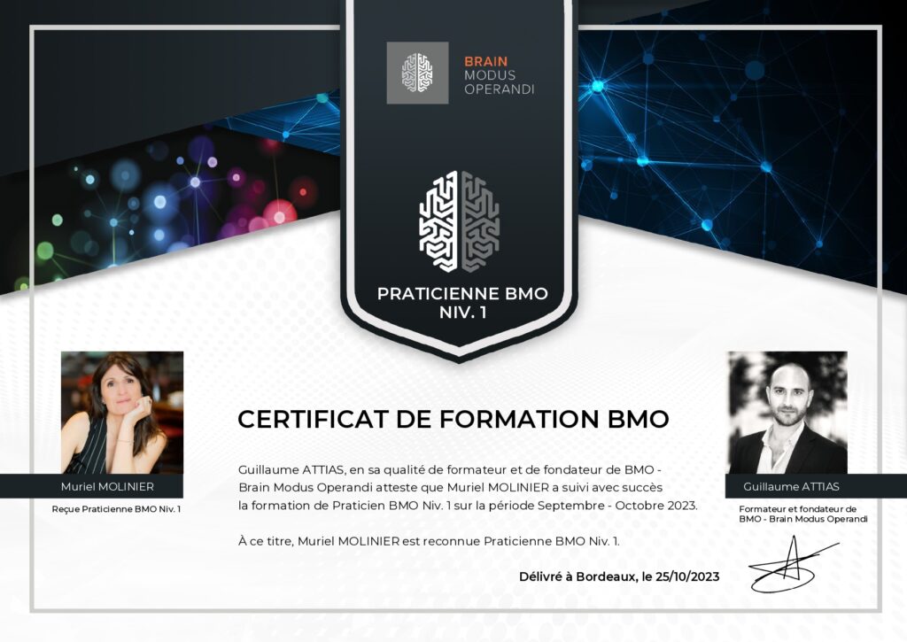 Certificat de formation Muriel Molinier