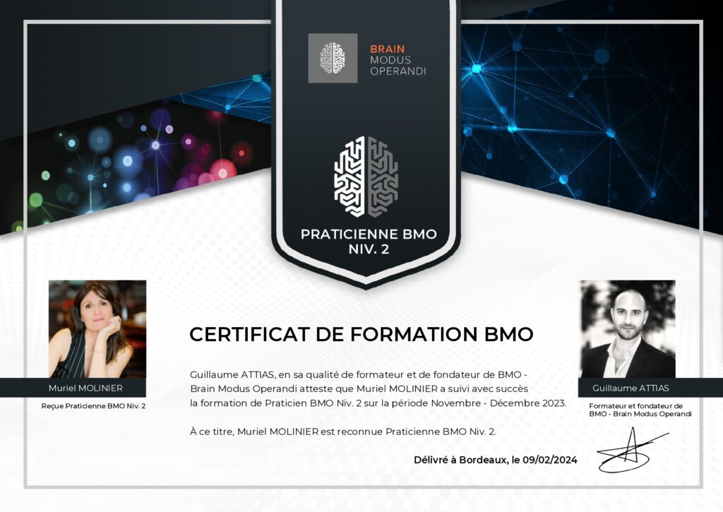 Certificat de formation Muriel Molinier